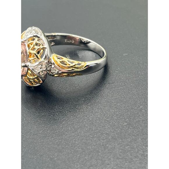 Victoria Wieck Oval Morganite Topaz Oval Sterling Silver Vermeil‎  Ring Sz 10.5 - Picture 9 of 14